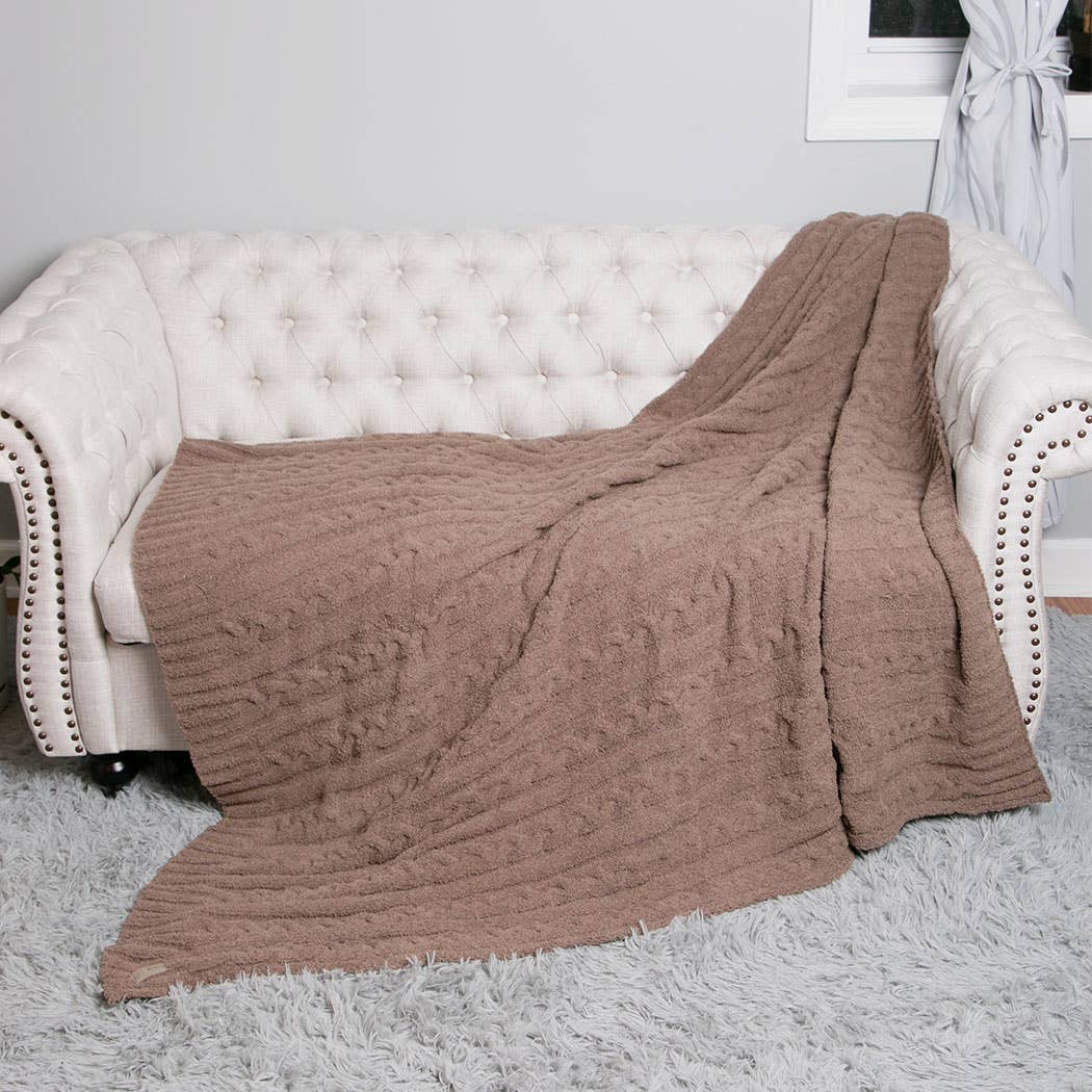 Braided Cable Knit Luxury Soft Throw Blanket - HER Home Design Boutique
